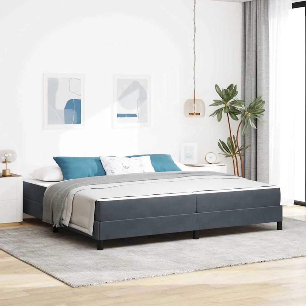 vidaXL Κρεβάτι box spring με στρώμα Σκούρο Γκρι 200 x 200 cm Βελούδο