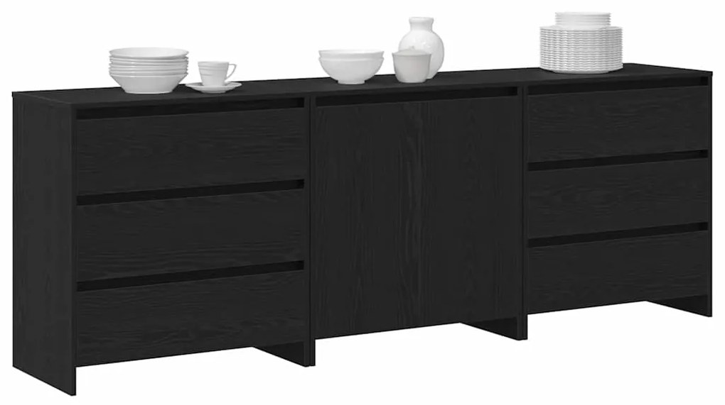 vidaXL Πλαϊνό γραφείο 3 pcs Μαύρο 70 x 41 x 75 εκ. Επεξεργασμένο ξύλο