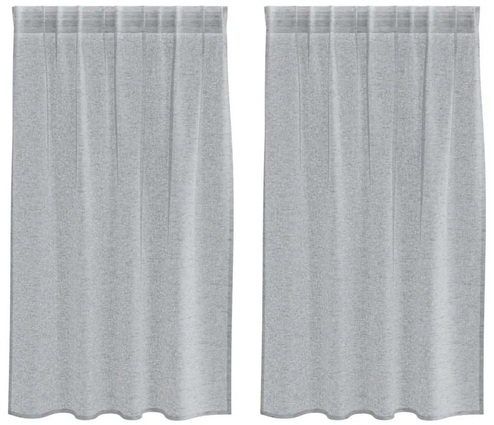 vidaXL Κουρτίνες με κουρτίνες 2 pcs Σκούρο γκρι 140x140εκ Πολυεστέρας