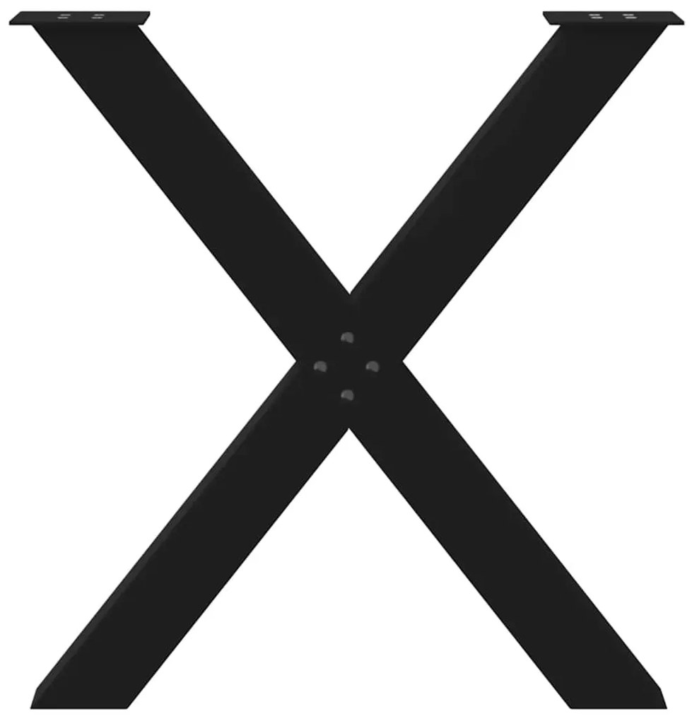 vidaXL Πόδια Τραπεζαρίας σε Σχήμα Χ, 2 τεμ. Μαύρο, Ατσάλι 80x(72-73) εκ.