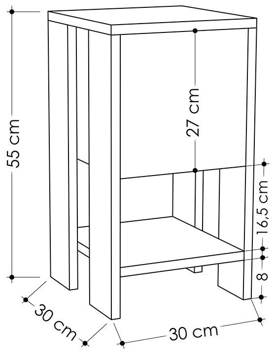 ΚΟΜΟΔΙΝΟ EMA MEGAPAP ΧΡΩΜΑ ΛΕΥΚΟ 30X30X55ΕΚ.