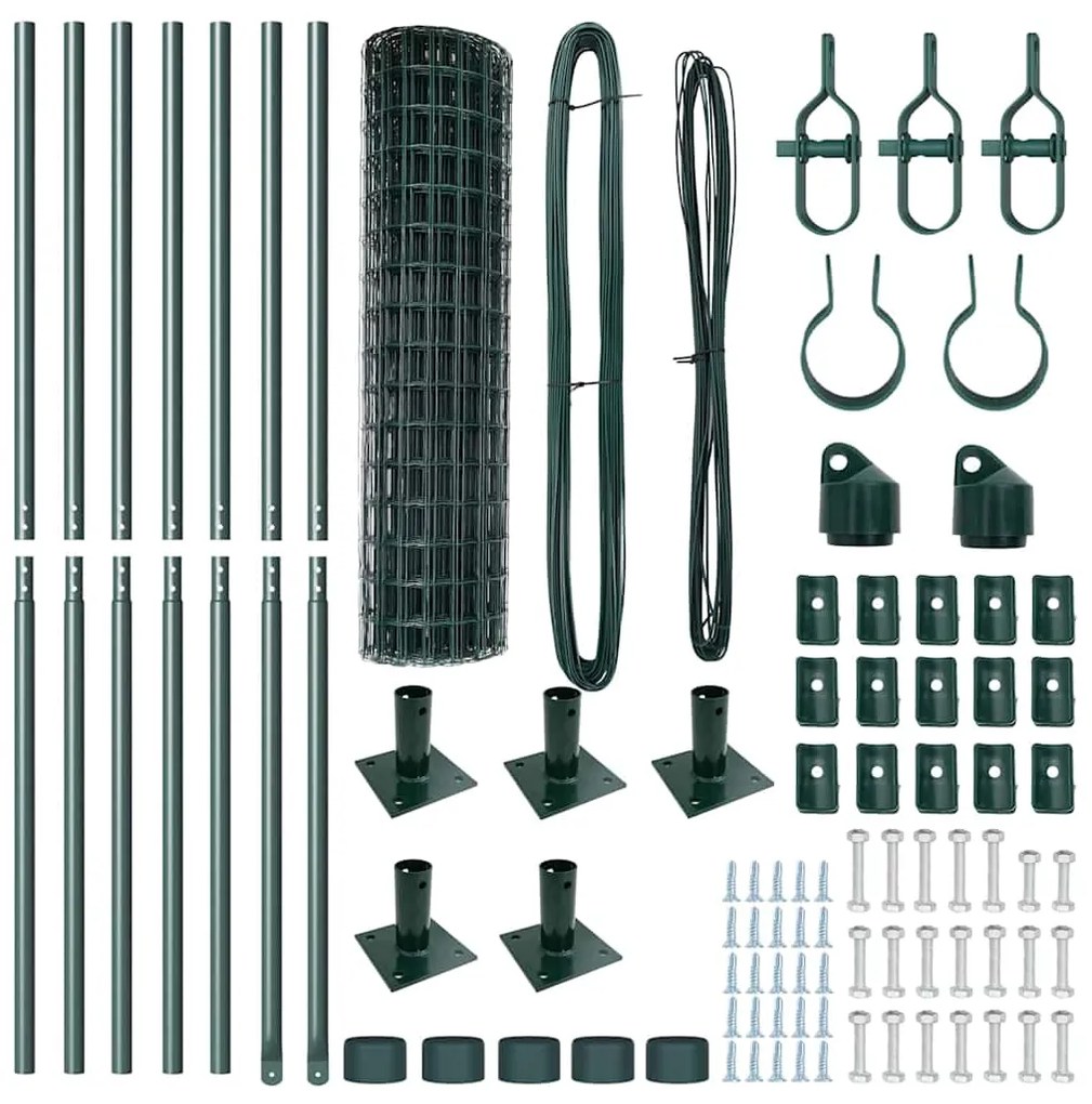 vidaXL Τεντώτο με στήριγμα Πράσινο 1 x 10 m Χάλυβας και PVC