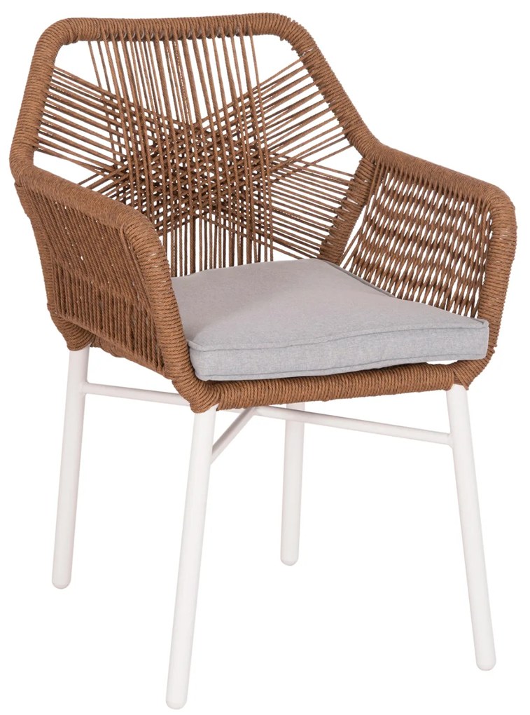 ΠΟΛΥΘΡΟΝΑ TOPIN HM6048.11 ΑΛΟΥΜΙΝΙΟ ΛΕΥΚΟ-P.E. RATTAN ΜΠΕΖ 59x63x81Υεκ