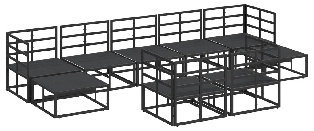 vidaXL Σετ Καναπέ Κήπου με μαξιλάρι 9 pcs Μαύρο Αλουμίνιο