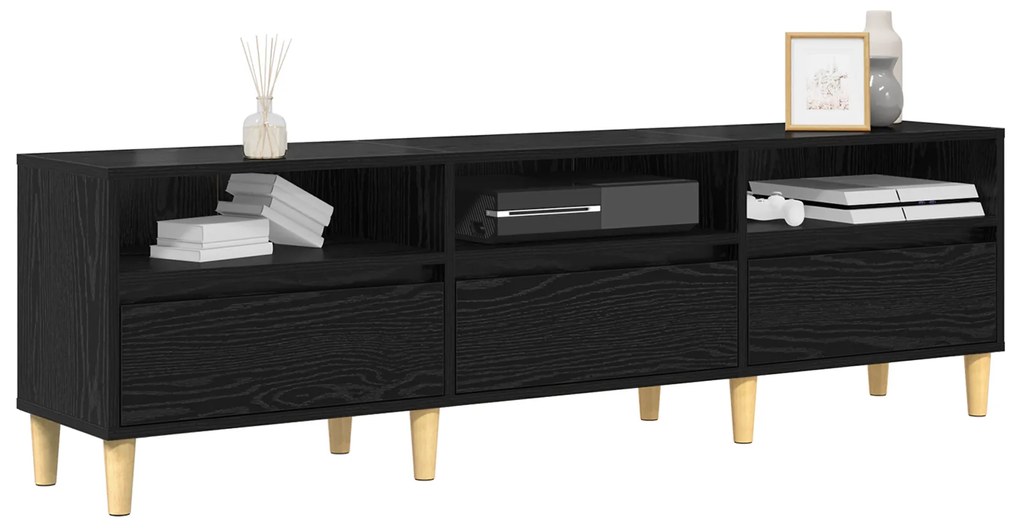 vidaXL Ντουλάπι TV Μαύρη δρυς 150 x 30 x 45 εκ Επεξεργασμένο ξύλο