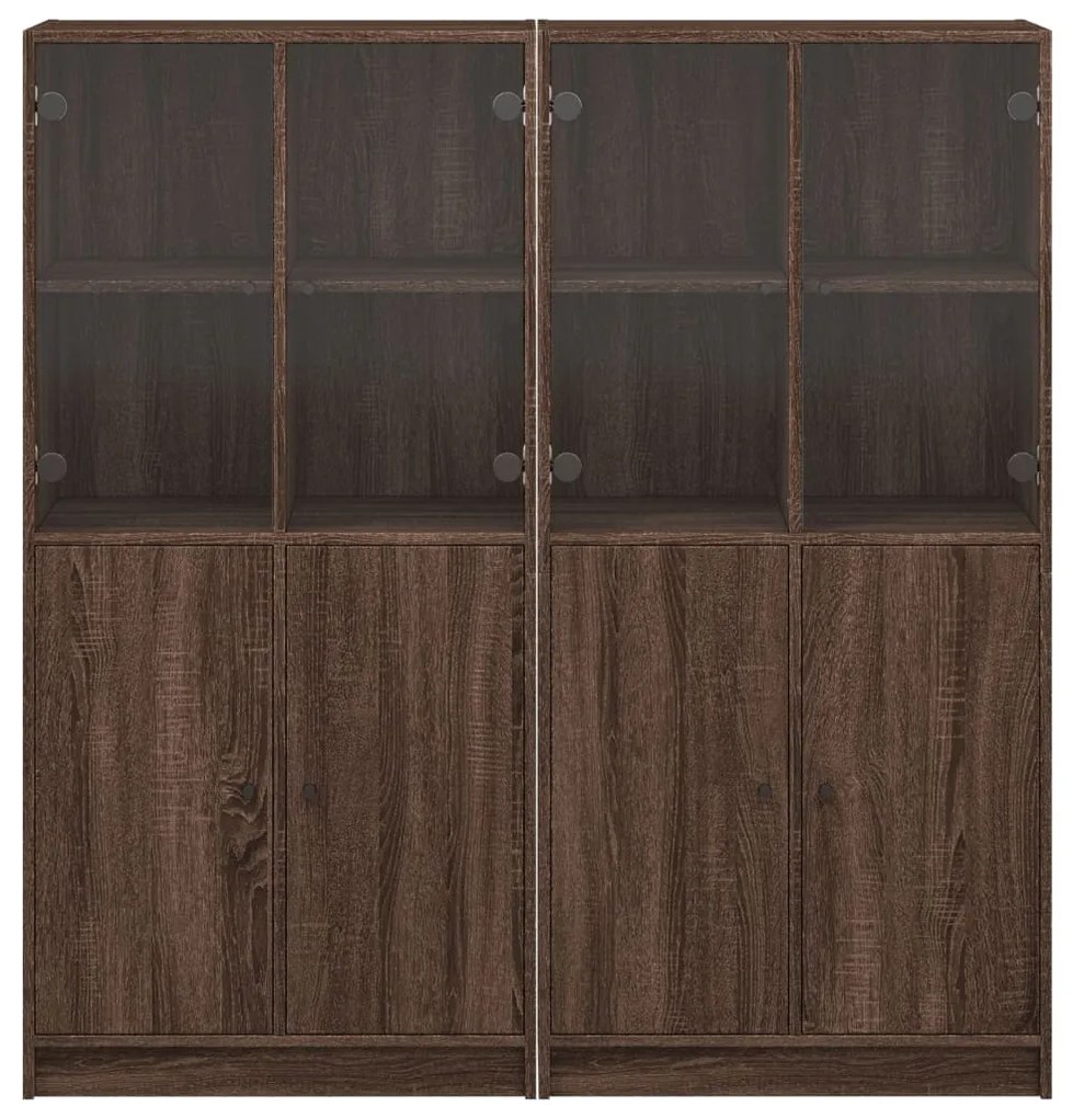 vidaXL Βιβλιοθήκη με Πόρτες Καφέ Δρυς 136x37x142 εκ. Επεξ. Ξύλο