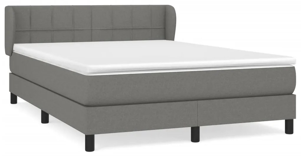 vidaXL Κρεβάτι Boxspring με Στρώμα Σκούρο Γκρι 140x190 εκ. Υφασμάτινο