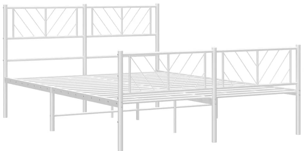 Πλαίσιο Κρεβατιού με Κεφαλάρι&amp;Ποδαρικό Λευκό 140x200εκ. Μέταλλο - Λευκό