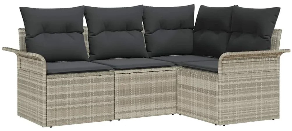 vidaXL Σετ Καναπέ Κήπου με μαξιλάρι 4 pcs Ανοιχτό γκρι Πολυ ράταν