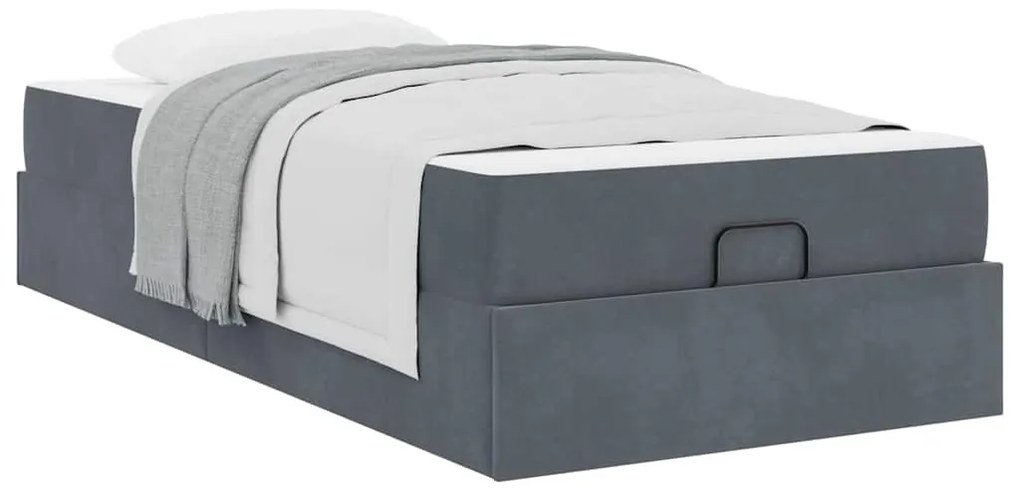 vidaXL Σκελετός κρεβατιού με στρώμα 2 pcs Σκούρο Γκρι Βελούδο