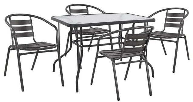 ΣΕΤ 5ΤΜΧ ΜΕ ΤΡΑΠΕΖΙ ADAM 110Χ60Χ71Υ & ΠΟΛΥΘΡΟΝΕΣ LAURA ΓΚΡΙ ΧΡΩΜΑ HM10472