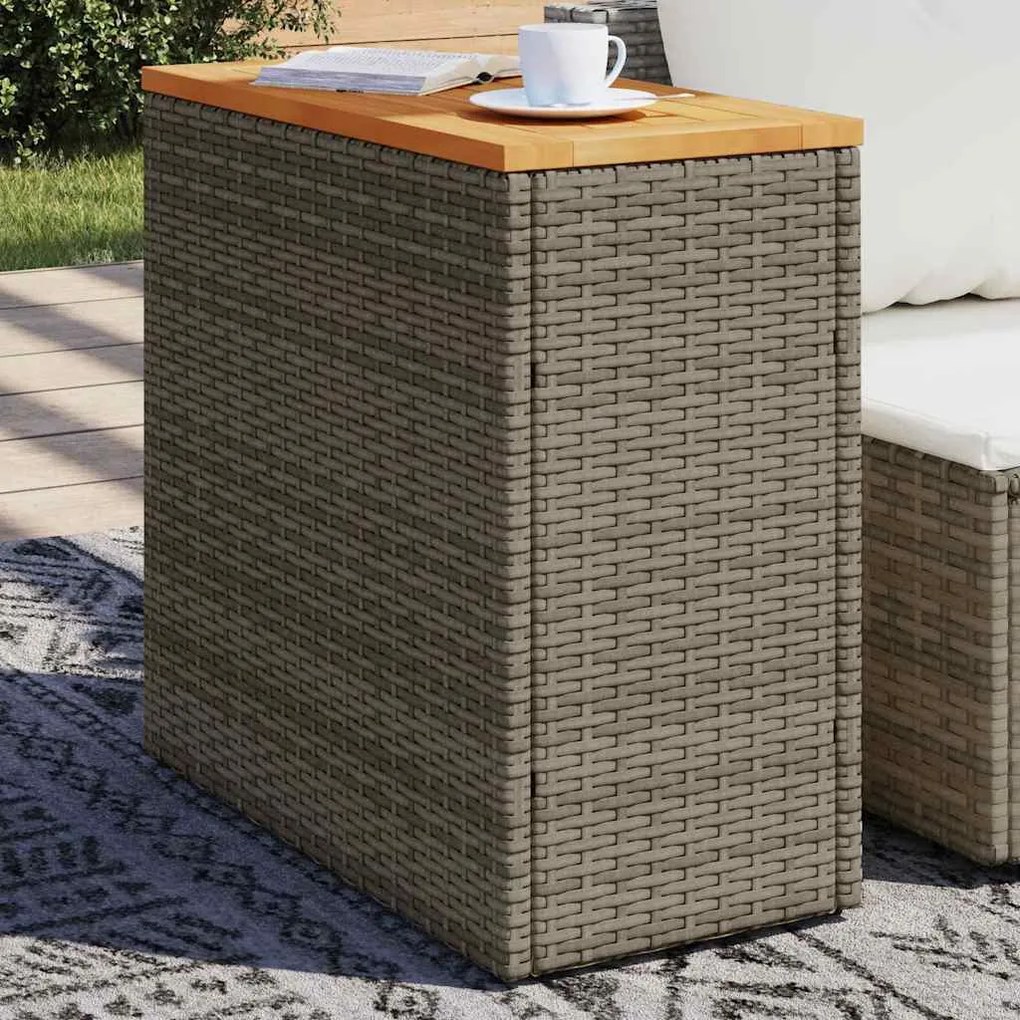 vidaXL Τραπέζι Κήπου με Ξύλινη Επιφάνεια Γκρι 58x27,5x55εκ Συνθ. Ρατάν