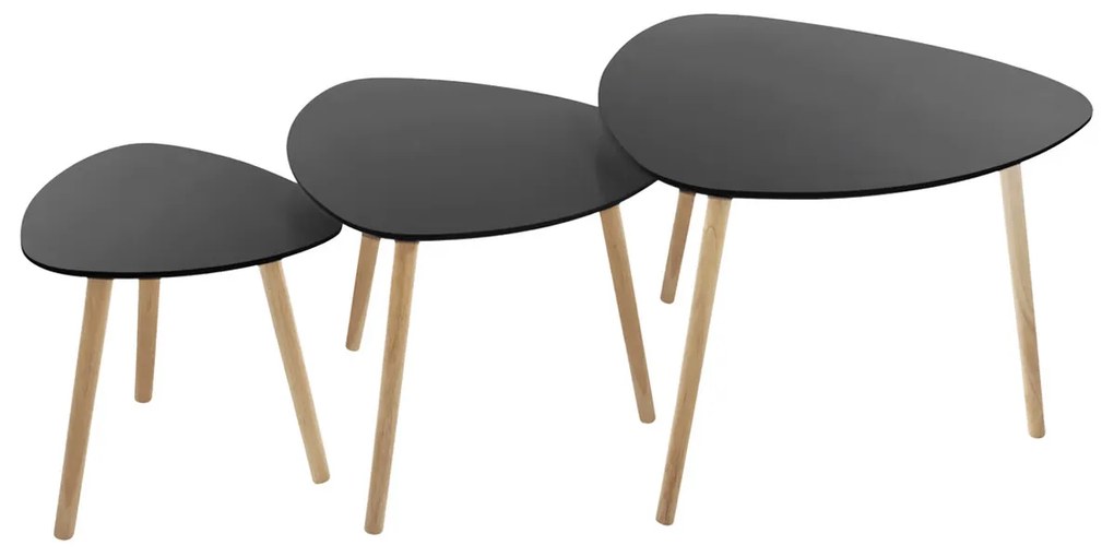 Βοηθητικά Τραπεζάκια (Σετ 3τμχ) A-S Mileo Black 157052G