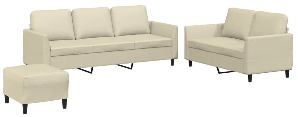 vidaXL Πολυθρόνες Σετ 3 Τεμαχίων Κρεμ Συνθετικό Δέρμα με Μαξιλάρια