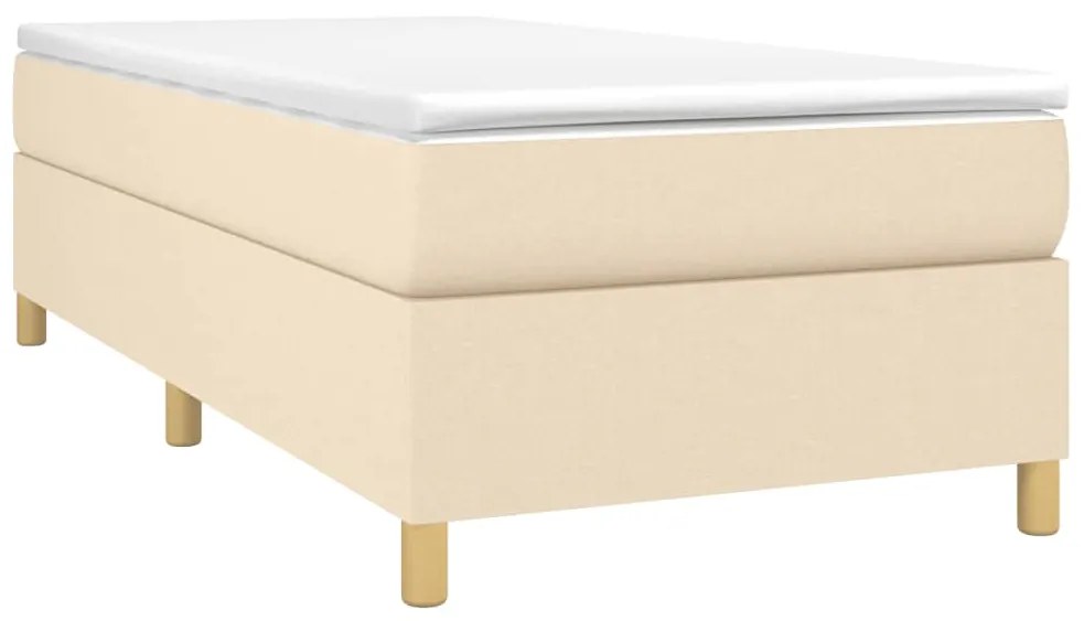 Κρεβάτι Boxspring με Στρώμα Κρεμ 90x190 εκ.Υφασμάτινο - Κρεμ