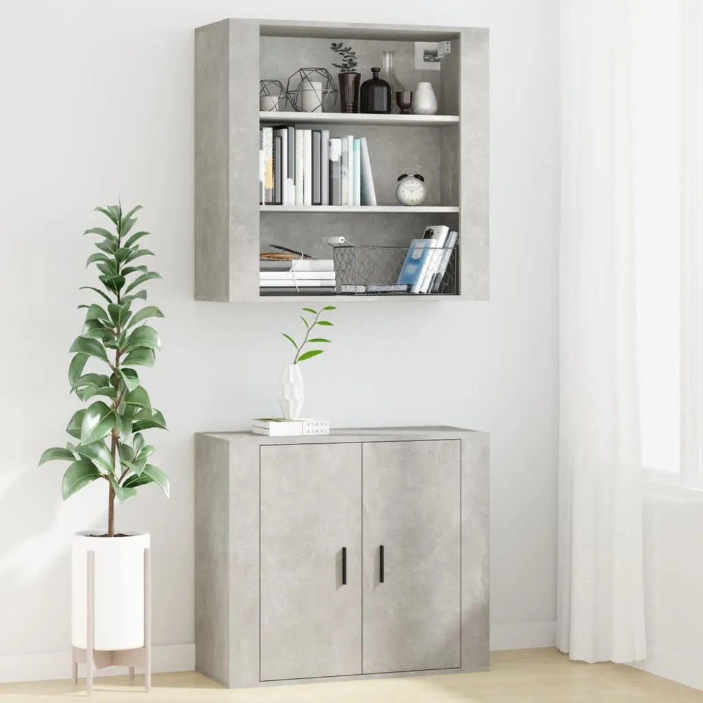 vidaXL Ντουλάπι Τοίχου Γκρι Σκυρ. 80x33x80 εκ. Επεξεργασμένο Ξύλο