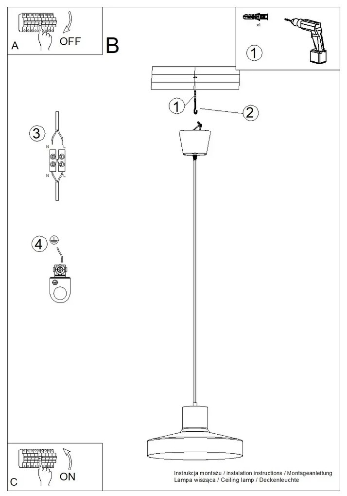 Κρεμαστό φωτιστικό BILO beżowa/ατσάλι/μπέζ/1x15W