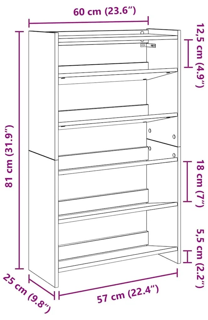 ΡΑΦΙ ΠΑΠΟΥΤΣΙΩΝ  ΓΚΡΙ SONOMA 60X25X100 CM ΚΑΤΑΣΚΕΥΑΣΜΕΝΟ ΞΥΛΟ 859874