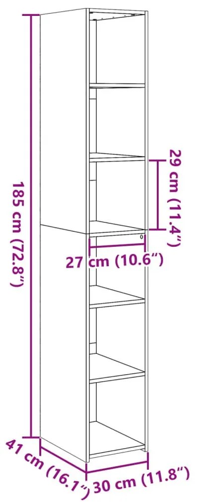 Ντουλάπι Καπνιστή δρυς 30x41x185 εκ. από Επεξεργασμένο Ξύλο - Καφέ