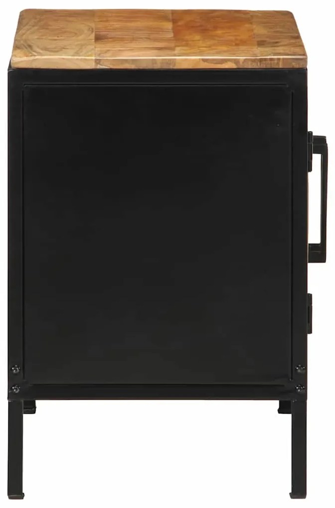 vidaXL Κομοδίνο Καφέ και Μαύρο 50 x 30 x 45 εκ Στερεό ξύλο μάνγκο