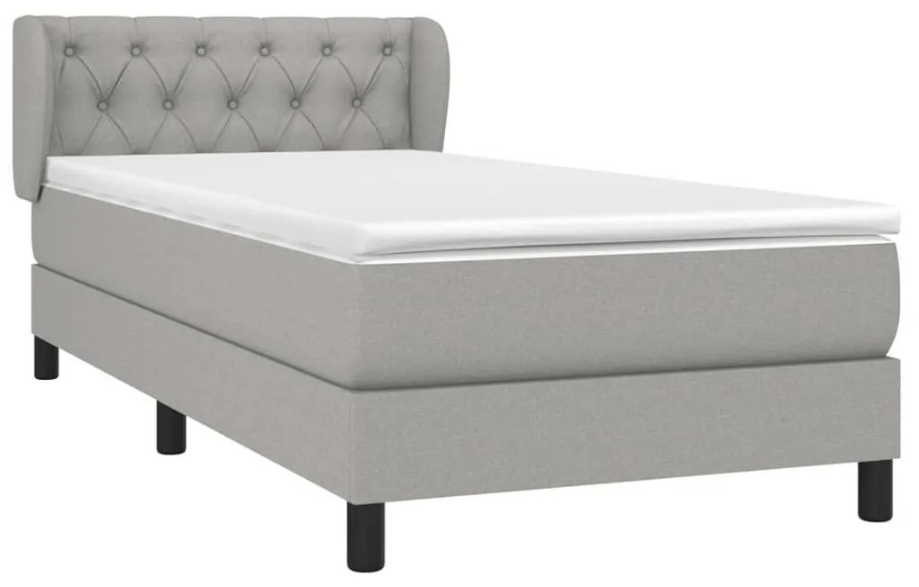 Κρεβάτι Boxspring με Στρώμα Ανοιχτό Γκρι 80x200 εκ. Υφασμάτινο - Γκρι