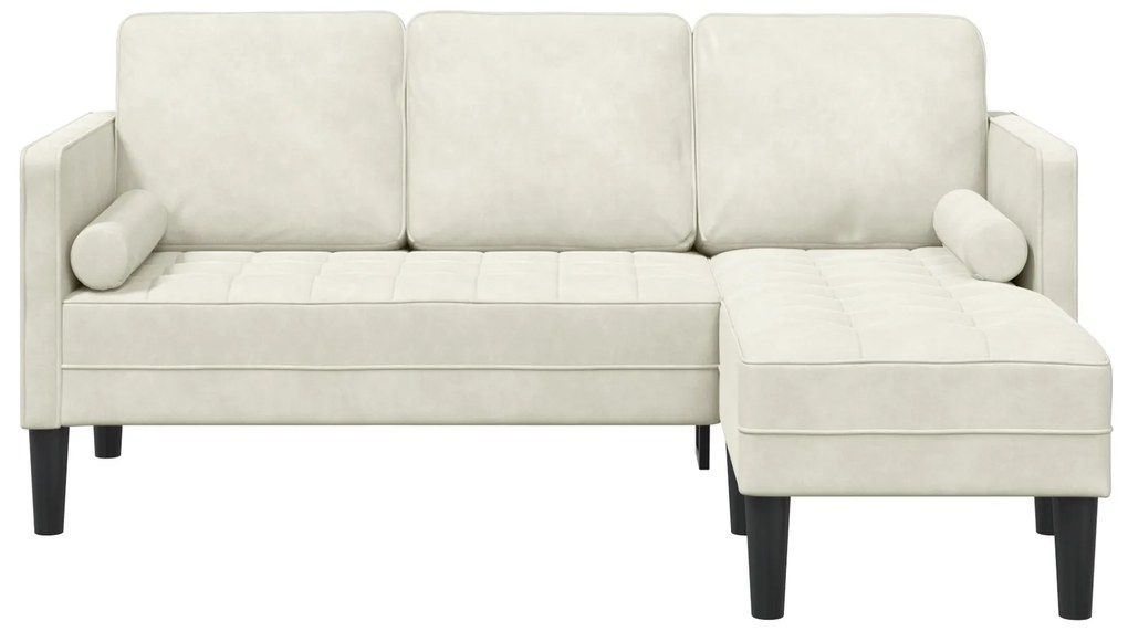 vidaXL καναπές L με σχήμα L κρεμ 173x131x67 εκ. βελούδο
