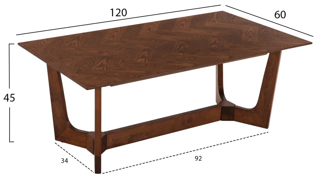 ΤΡΑΠΕΖΙ ΣΑΛΟΝΙΟΥ RIMER HM9743 MDF ΜΕ ΚΑΠΛΑΜΑ ΦΡΑΞΙΝΟΥ ΣΕ ΚΑΡΥΔΙ ΧΡΩΜΑ 120X60x45Yεκ.