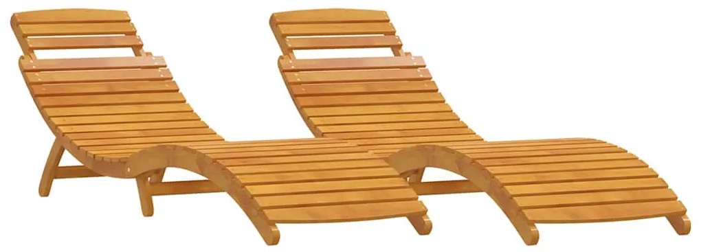 vidaXL Ξαπλώστρα 2 pcs Καφέ 55 x 184 x 64cm Μασίφ ξύλο ακακίας