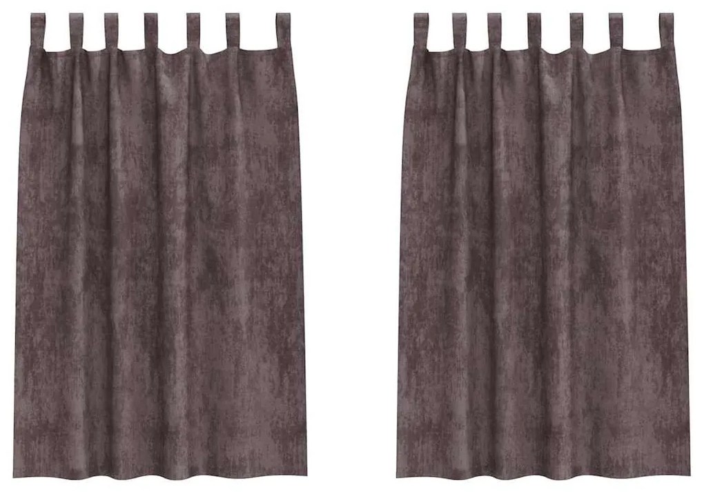 vidaXL Κουρτίνα με κουρτίνες 2 pcs Καφέ 175 x 140 εκ. Βελούδο