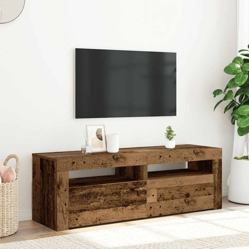 vidaXL Έπιπλο Τηλεόρασης LED Όψη Παλαιού Ξύλου 120x35x40 εκ.Επεξ. Ξύλο