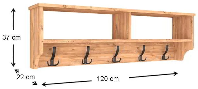Κρεμάστρα τοίχου Soto Megapap από μελαμίνη χρώμα pine oak 120x22x37εκ.
