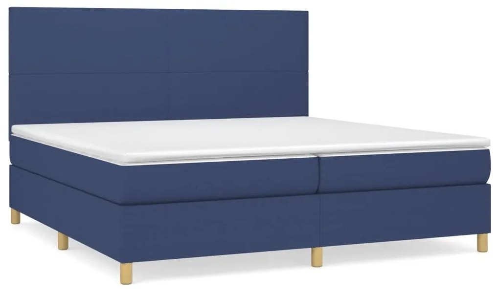 Κρεβάτι Boxspring με Στρώμα Μπλε 200x200 εκ. Υφασμάτινο - Μπλε