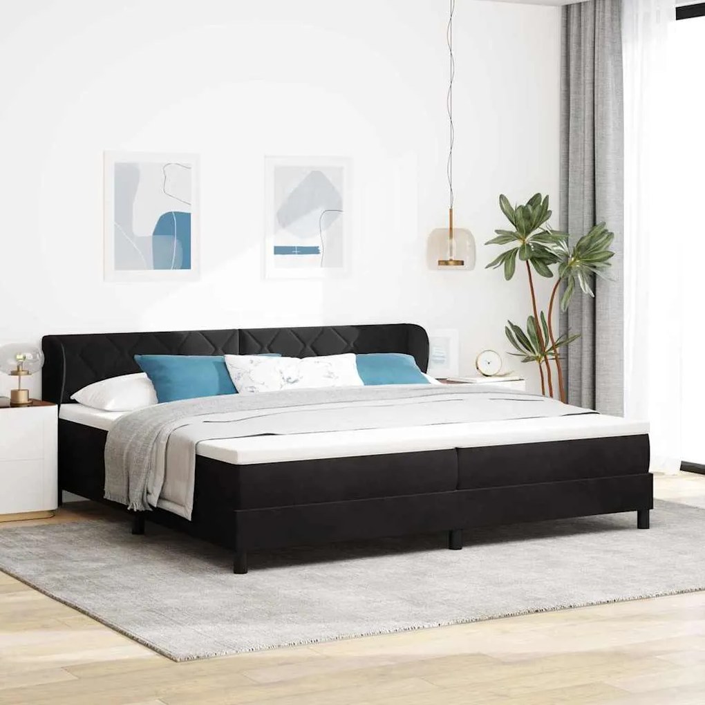 Κρεβάτι Box Spring vidaXL με Στρώμα Μαύρο 200x200 εκ. από Βελούδο