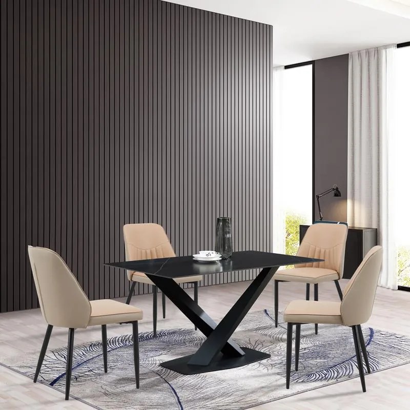 Καρέκλα Onyer καφέ-γκρι pu με πόδι μαύρο μέταλλο 48x60x83εκ 48x60x83 εκ.