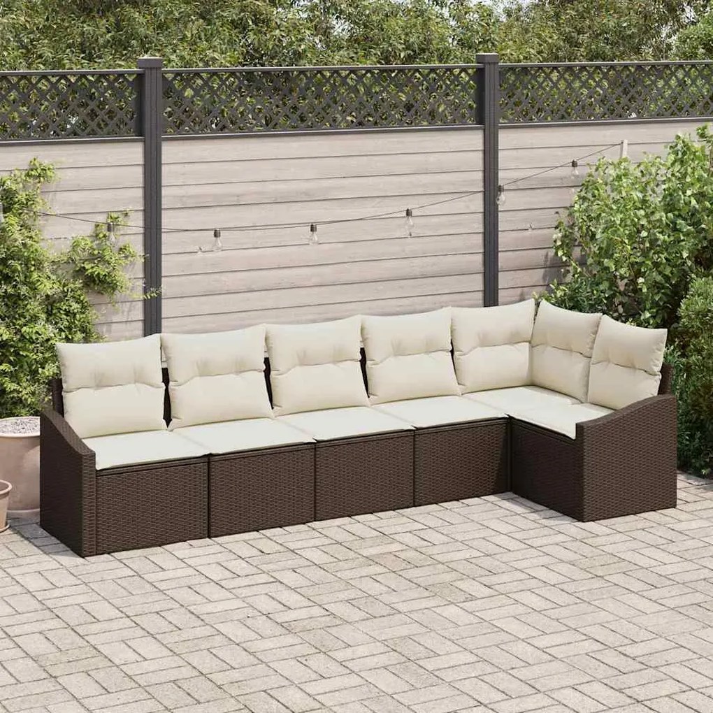 vidaXL Σετ Καναπέ Κήπου 6 pcs Καφέ Πολυ ράταν