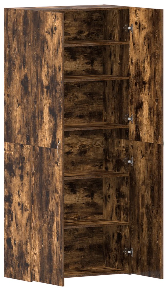 vidaXL Ντουλάπα Παπουτσιών Καπνιστής Δρυς 80x35,5x180 εκ Επεξεργασμένο Ξύλο