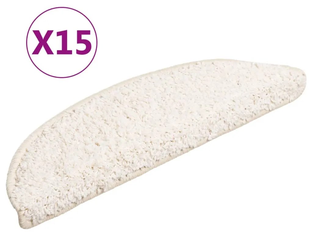 vidaXL Πατάκια Σκαλιών 15 τεμ. Λευκά Ημίκυκλα 56x17x3 εκ.