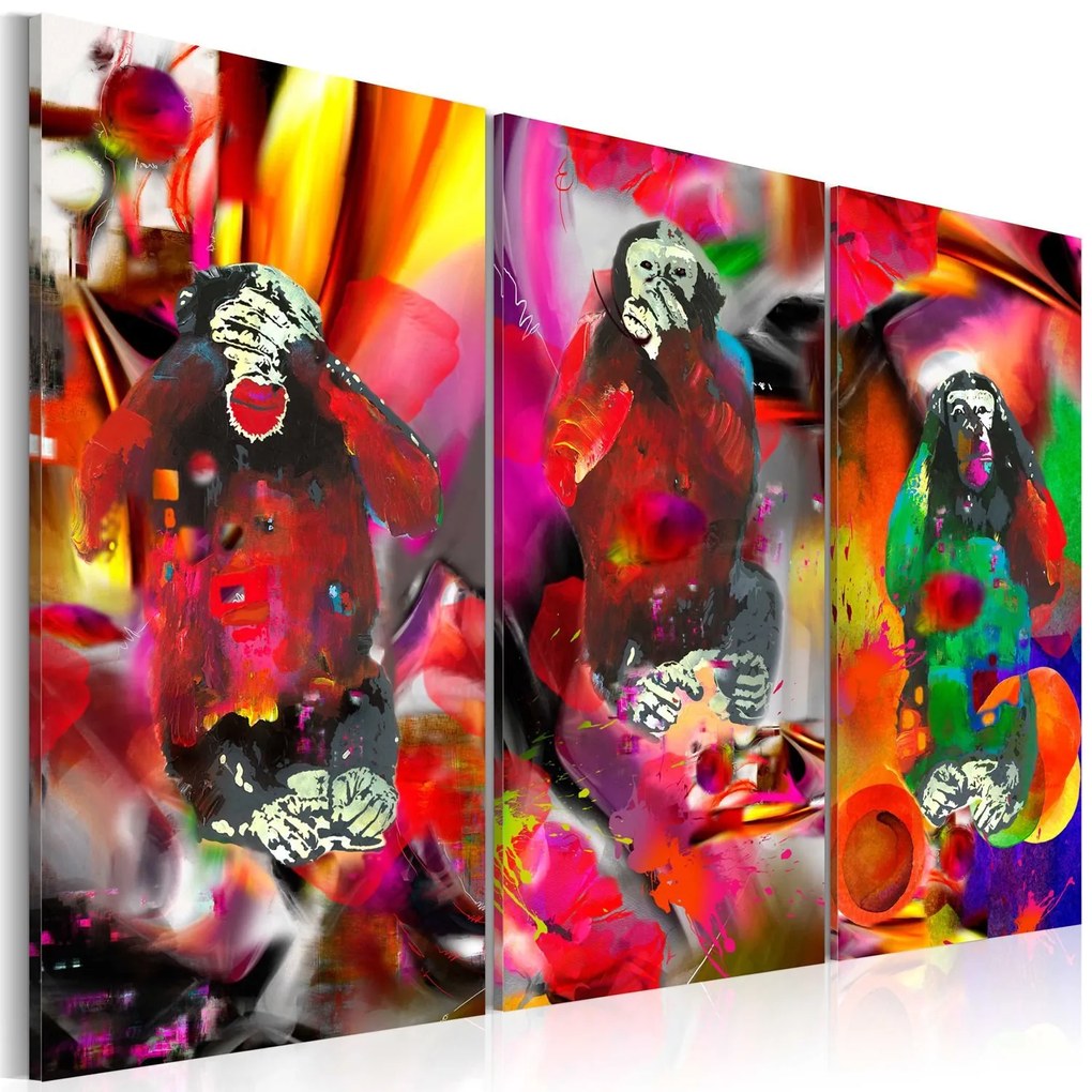 Πίνακας - Crazy Monkeys - triptych 120x80