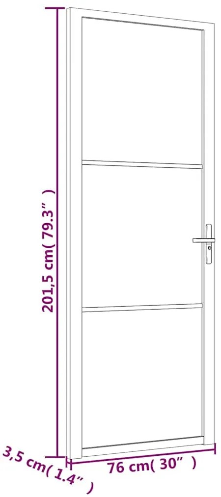 vidaXL Εσωτερική Πόρτα 76 x 201,5 εκ. Λευκό Ματ Γυαλί και Αλουμίνιο