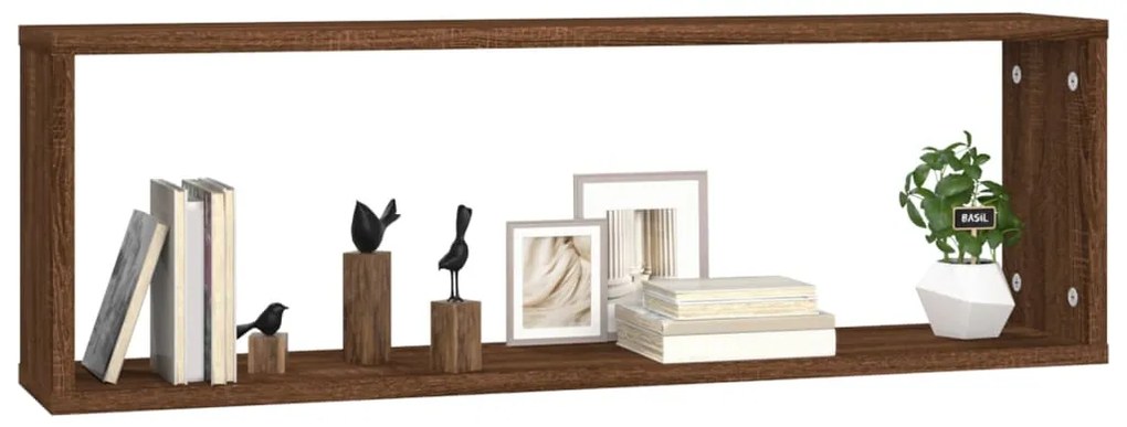 vidaXL Ραφιέρες Τοίχου Κύβος 2 τεμ Καφέ Δρυς 80x15x26,5 εκ. Επεξ. Ξύλο