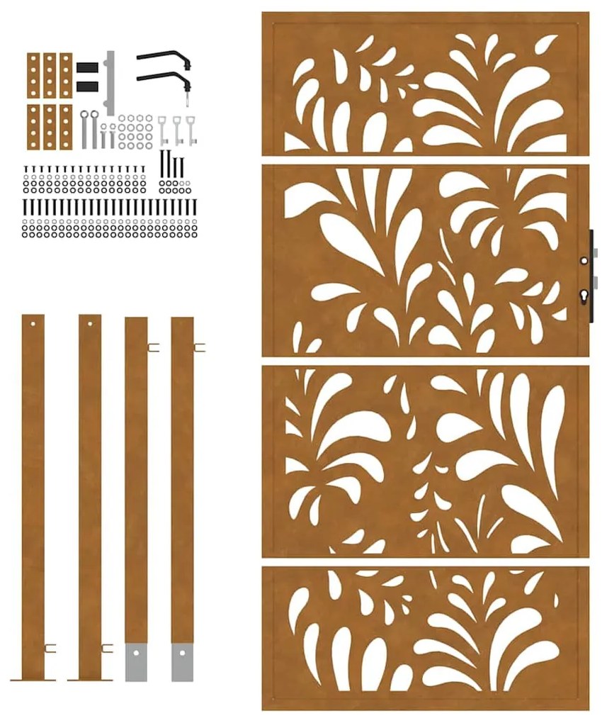 vidaXL Πύλη κήπου 105x180 cm από χάλυβα με κυματοειδές σχέδιο