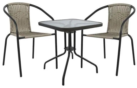 Σετ Κήπου Τραπεζαρία HM5179.01 3τεμ Γκρί Μεταλλικό με Τραπέζι 60x60x72 εκ. & 2 Καρέκλες