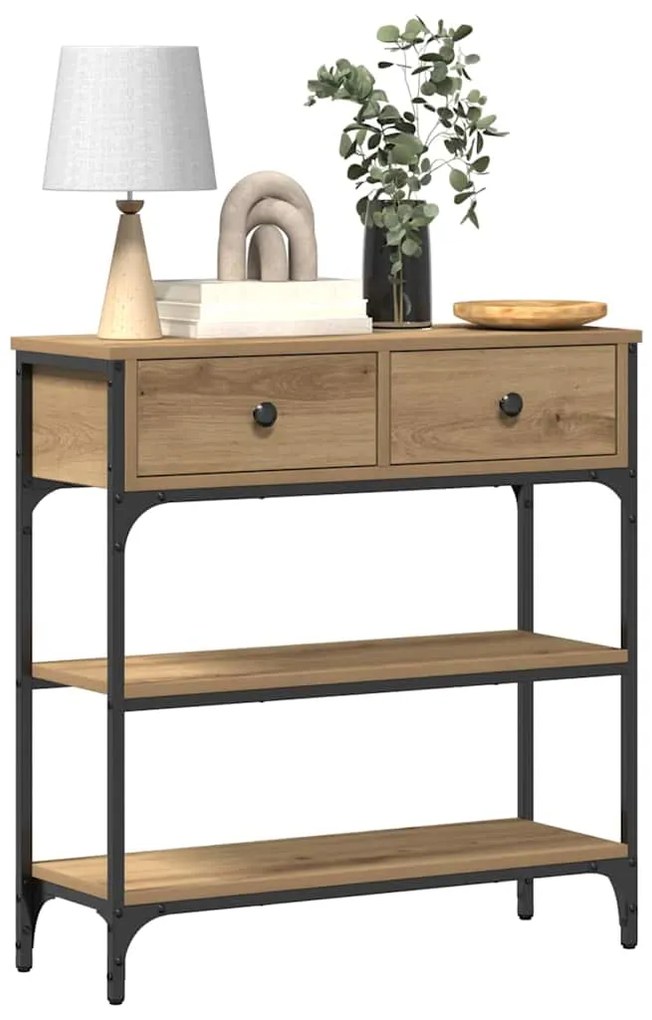 vidaXL Τραπέζι Κονσόλας με συρτάρι artisan δρυς 72.5 x 25 x 75 εκ