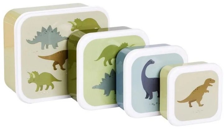 A Little Lovely Company Σετ 4 Δοχεία Φαγητού Lunch And Snack Box 'Dinosaurs' SBSEDI38