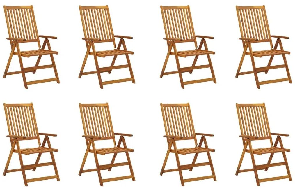 Καρέκλες Κήπου Πτυσσόμ. 8 τεμ. Μασίφ Ξύλο Ακακίας με Μαξιλάρια - Πράσινο
