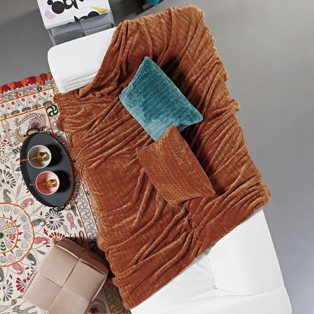 Ριχτάρι Τριθέσιου Καναπέ Fleece (180x280) Kentia Versus Harlow 06 Terracotta