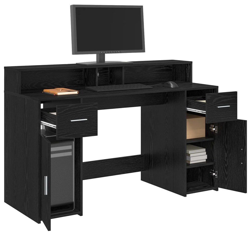 vidaXL Γραφείο Μαύρης Δρυός 140x55x91 εκ. Επεξεργασμένο Ξύλο