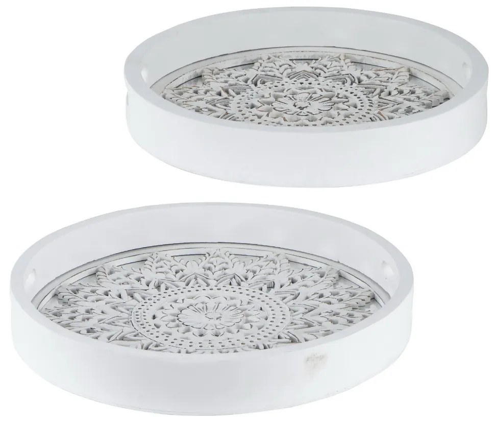 Artekko Tray Διακοσμητικός Δίσκος Σκαλιστός Ξύλο Λευκό (45.7x45.7x6.4)cm Artekko 48943