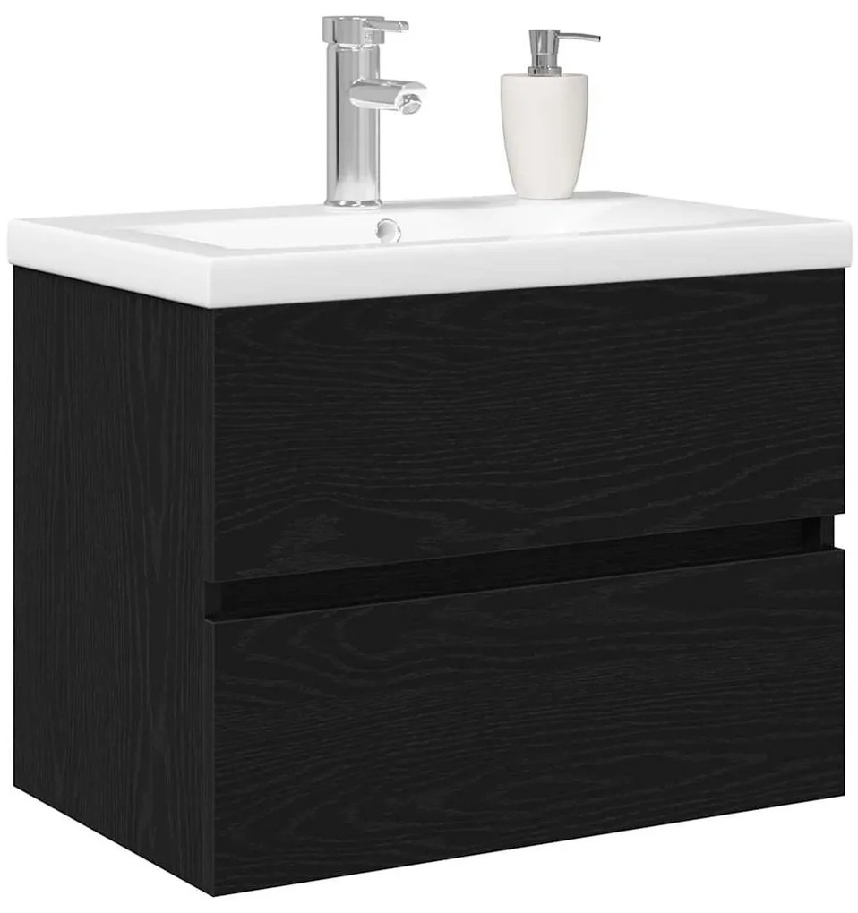 vidaXL Ντουλάπα Νεροχύτη Μαύρη δρυς 60 x 39 x 62 εκ Επεξεργασμένο ξύλο