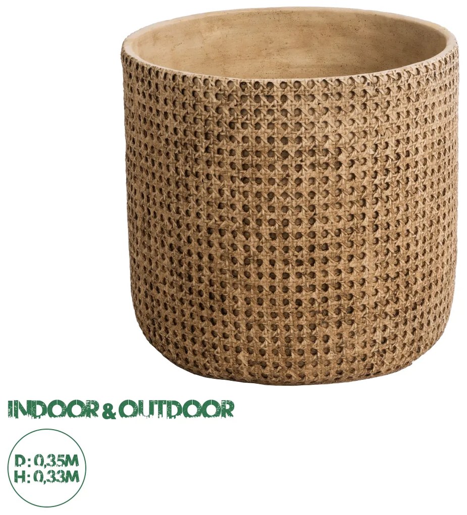 20800 GloboStar® Artificial Garden GIUSEPPE 20800 Διακοσμητικό Πολυεστερικό Τσιμεντένιο Κασπώ Γλάστρα - Flower Pot Καφέ Φ35 x Υ33cm